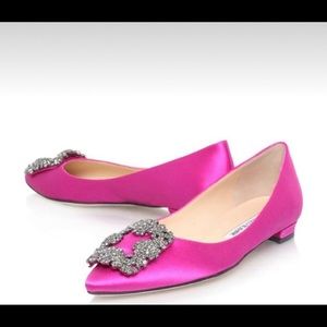 Manolo Blahnik Pink Hangisi Flats